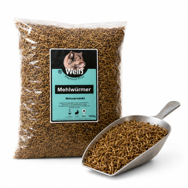Weiß-Premium 1 kg MEHLWÜRMER getrocknet Fischfutter,Vogelfutter,Reptilienfutter,Nagerfutter