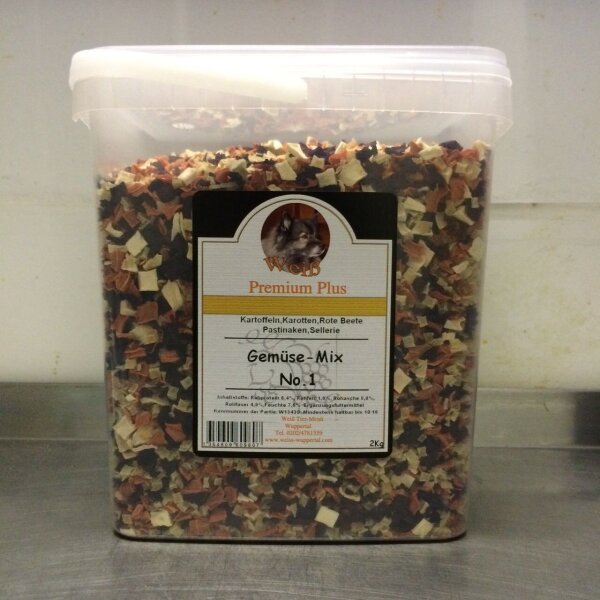 Weiß Premium-Plus Gemüse-Mix No.1- getrocknet, 5000ml Eimer -Für Hunde, Nager und Pferde