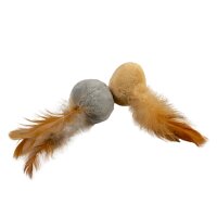 Duvoplus Cat Toy Cushy Bälle mit Federn braun/grau -...