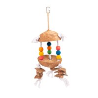 Duvoplus Vogelspielzeug Kokosnuss mit Holzkugeln