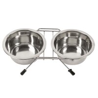 Duvoplus Edelstahl Doppel-Napfständer - 2x 240ml / 11cm
